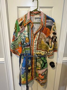 Alemais Vibrant Multicolor Printed Shirt Dress with Belt